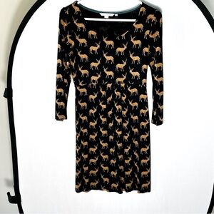 Boden Black/Brown Reindeer Short Dress- Size 6R